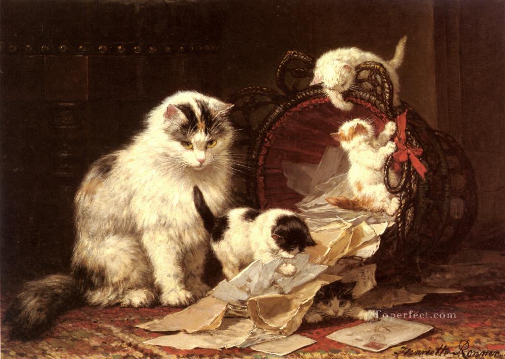 De Snippermand chat animal Henriette Ronner Knip Peintures à l'huile
